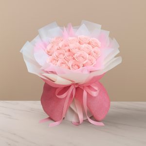 Bó hoa sáp hồng phấn nhạt 16 bông